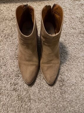 BEAST FASHION Tan Suede Pointed Ankle Booties